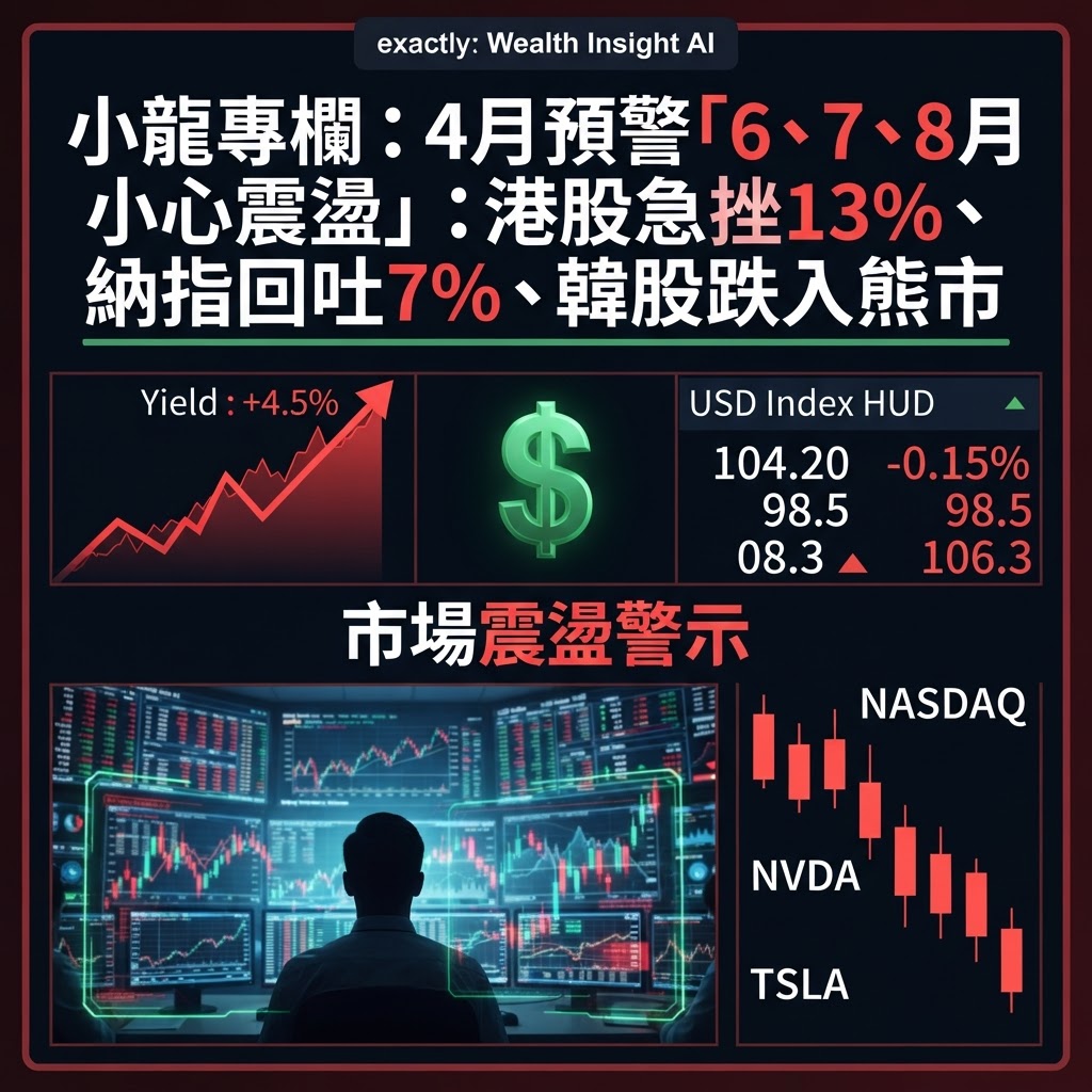 小龍專欄: 4月預警「6、7、8月小心震盪」：港股急挫13%、納指回吐7%、韓股跌入熊市